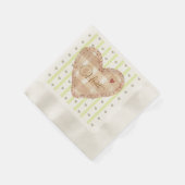Niedliche kalligraphische Herzmuster Grün braun Serviette (Ecke)