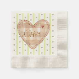 Niedliche kalligraphische Herzmuster Grün braun Serviette