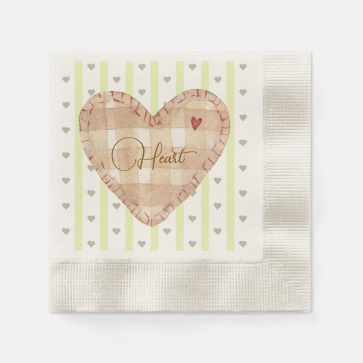 Niedliche kalligraphische Herzmuster Grün braun Serviette (Vorderseite)