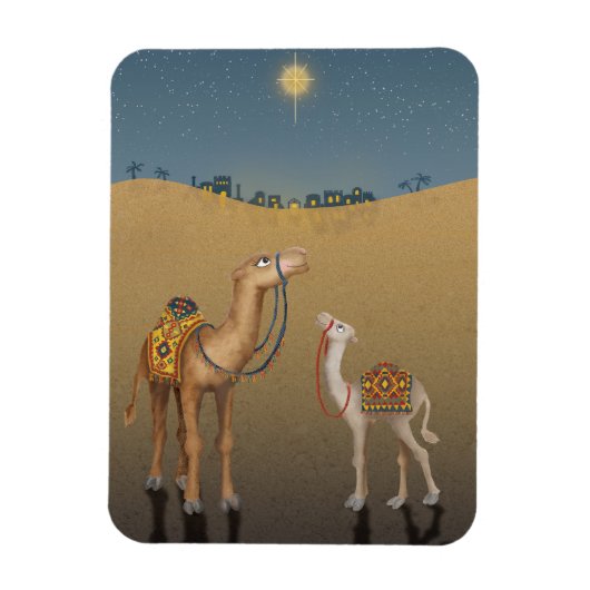 Niedliche Kamele in Bethlehem Weihnachtsmagneten Magnet (Vertikal)