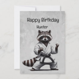 Niedliche Kampfkunst Raccoon Custom Geburtstag Karte