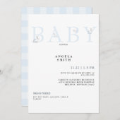 Niedliche Kanbits Light Blue Gingham Baby Showdusc Einladung (Vorne/Hinten)