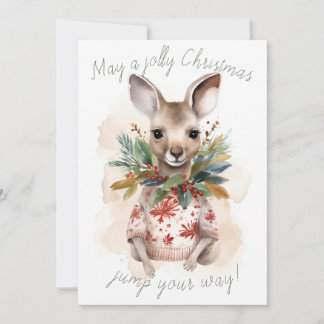Niedliche Kangaroo Jolly Weihnachtskarte Feiertagskarte