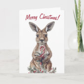 Niedliche Kangaroo Weihnachtskarte Karte (Vorderseite)