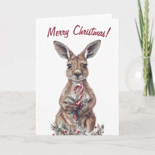 Niedliche Kangaroo Weihnachtskarte Karte (Vorderseite)