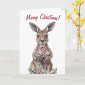 Niedliche Kangaroo Weihnachtskarte Karte (Gelbe Blume)