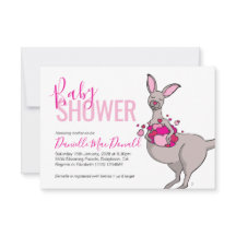 Niedliche Känguruherzbeutel-Babyduscheneinladungen