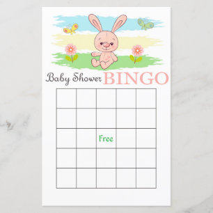 Niedliche Kaninchen Babydusche Bingokarte