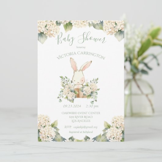 Niedliche Kaninchen-Babydusche Einladung (Stehend Vorderseite)