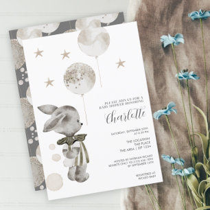 Niedliche Kaninchen-Babydusche Einladung