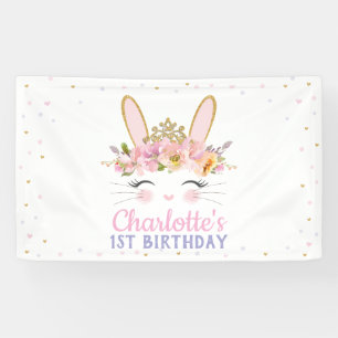 Niedliche Kaninchen-Babydusche Geburtstag Hintergr Banner