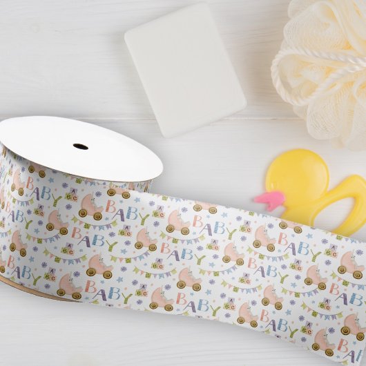 Niedliche Kaninchen-Babydusche Satinband