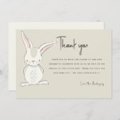 Niedliche Kaninchen Beige Babydusche Vielen Dank Einladung (Vorne/Hinten)