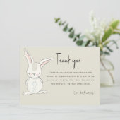 Niedliche Kaninchen Beige Babydusche Vielen Dank Einladung (Stehend Vorderseite)