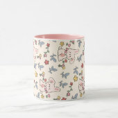 Niedliche Kaninchen, Blume und Blätter Tasse (Zentrum)