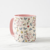 Niedliche Kaninchen, Blume und Blätter Tasse (Vorderseite Links)