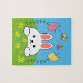 Niedliche Kaninchen-Blume und Schmetterlinge Puzzle (Horizontal)