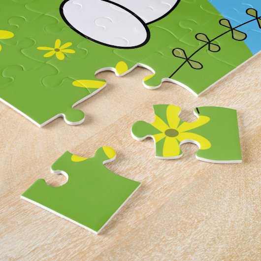 Niedliche Kaninchen-Blume und Schmetterlinge Puzzle (Seite)