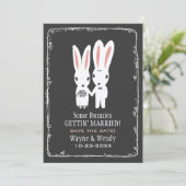 Niedliche Kaninchen Hochzeit retten das Datum grau Save The Date (Stehend Vorderseite)