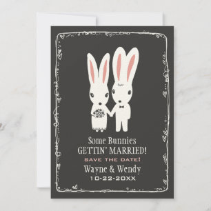 Niedliche Kaninchen Hochzeit retten das Datum grau Save The Date