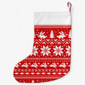 Niedliche Kaninchen Holiday Pattern Rot und Weiß Kleiner Weihnachtsstrumpf (Rückseite)
