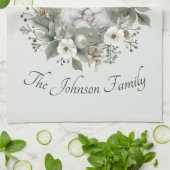 Niedliche Kaninchen im blumigen Winterkranz Geschirrtuch (Gefaltet)