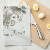 Niedliche Kaninchen im blumigen Winterkranz Geschirrtuch (Viertel Falte)