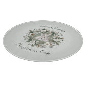 Niedliche Kaninchen im blumigen Winterkranz Schneidebrett (Ecke)