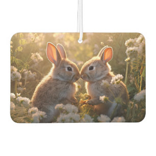 Niedliche Kaninchen im Frühlingswiesen-Design Autolufterfrischer