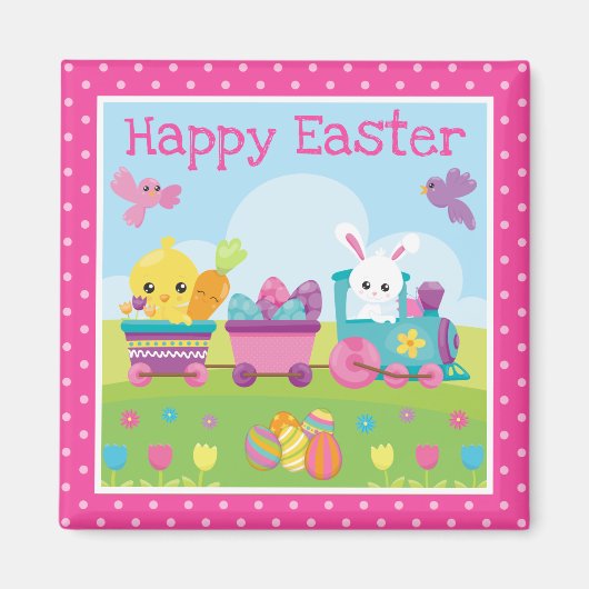 Niedliche Kaninchen-, Küken- und Schokoladeneier O Magnet (Vorne)