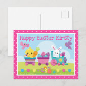 Niedliche Kaninchen-, Küken- und Schokoladeneier O Postkarte (Vorne/Hinten)