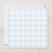 Niedliche Kaninchen Light Blue Gingham Baby Shower Einladung (Rückseite)