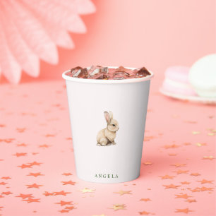 Niedliche Kaninchen Pink Baby Girl Dusche Pappbecher