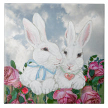 Niedliche Kaninchen & Rosen Romantischer Spaß