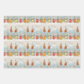 Niedliche Kaninchen spielen im Schnee Geschenkpapier Set (Vorderseite 3)