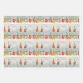 Niedliche Kaninchen spielen im Schnee Geschenkpapier Set (Vorderseite)