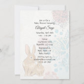 Niedliche Kaninchen und Blume Frühjahrsdusche Einladung (Rückseite)