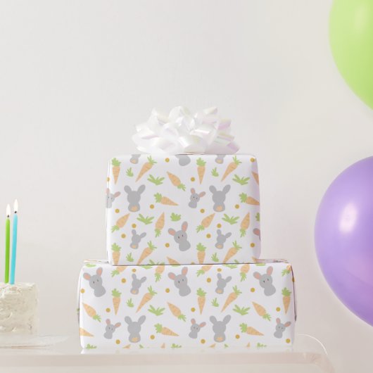 Niedliche Kaninchen und Karotten - Ostergeschenk Geschenkpapier (Partygeschenke)