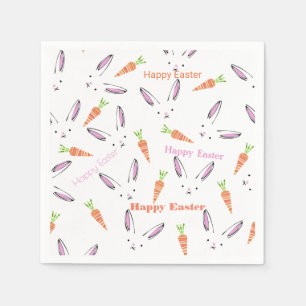 Niedliche Kaninchen und Karotten Osterpapier Napki Serviette