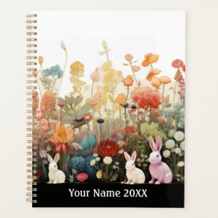 Niedliche Kaninchen und Wildblumen Planer