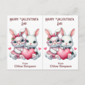 Niedliche Kaninchen Valentine-Klassenkarte Postkarte (Vorderseite)