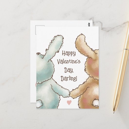 Niedliche Kaninchen Valentine Postkarte (Vorderseite/Rückseite Beispiel)