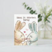 Niedliche Kaninchen Valentine Postkarte (Stehend Vorderseite)