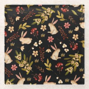 Niedliche Kaninchen: Wasserfarben, handGezeichnet  Glasuntersetzer