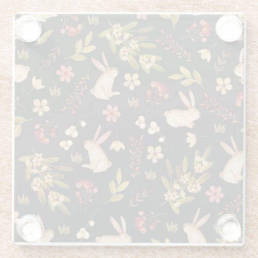 Niedliche Kaninchen: Wasserfarben, handGezeichnet  Glasuntersetzer (Rückseite)