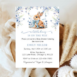 Niedliche Kaninchen Wildblume & Gingham Baby Showe Einladung