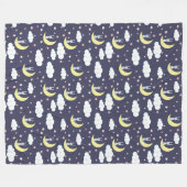 Niedliche Kaninchenbänder auf dem Mond mit Wolken, Fleecedecke (Vorderseite (Horizontal))