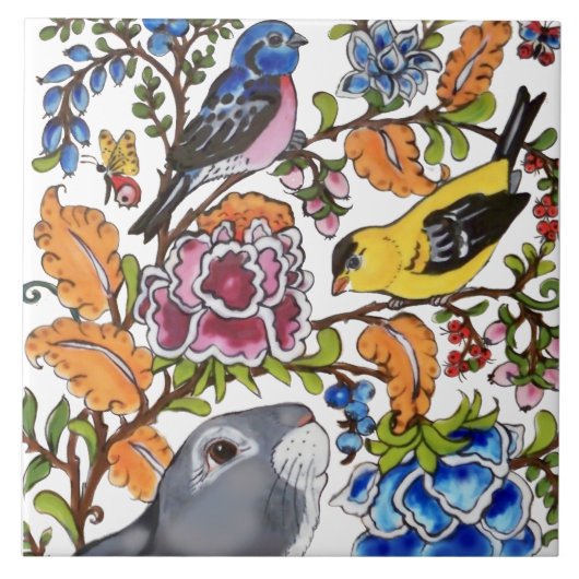 Niedliche Kaninchenblütenblüte Fliese (Vorderseite)