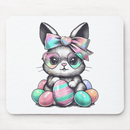 Niedliche Kaninchenfront Gefärbte Krawatte Gletsch Mousepad (Vorne)