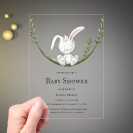 Niedliche Kaninchengeschlechtsneutrale Babydusche Acryleinladungen